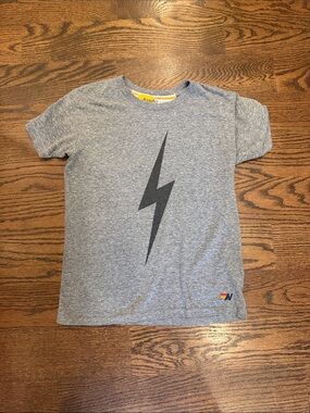 Aviator Nation Heather Gray Lightning Bolt Kids Tee